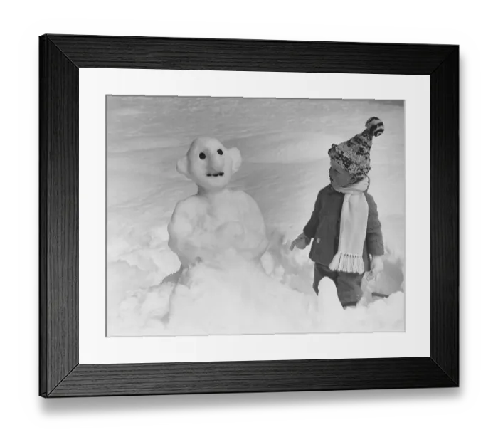 Framed Print : Boy And Snowman Framed Print : Boy And Snowman