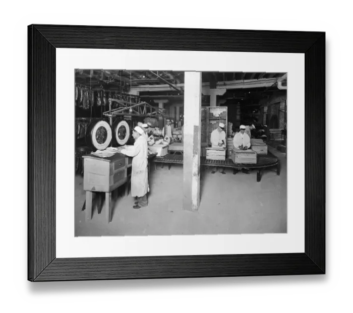Framed Print : Workers At A Meat Packing Plant Framed Print : Workers At A Meat Packing Plant