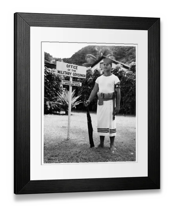 Framed Print : SAMOA SEAMAN GUARDS GOVERNOR'S OFFICE Framed Print : SAMOA SEAMAN GUARDS GOVERNOR'S OFFICE