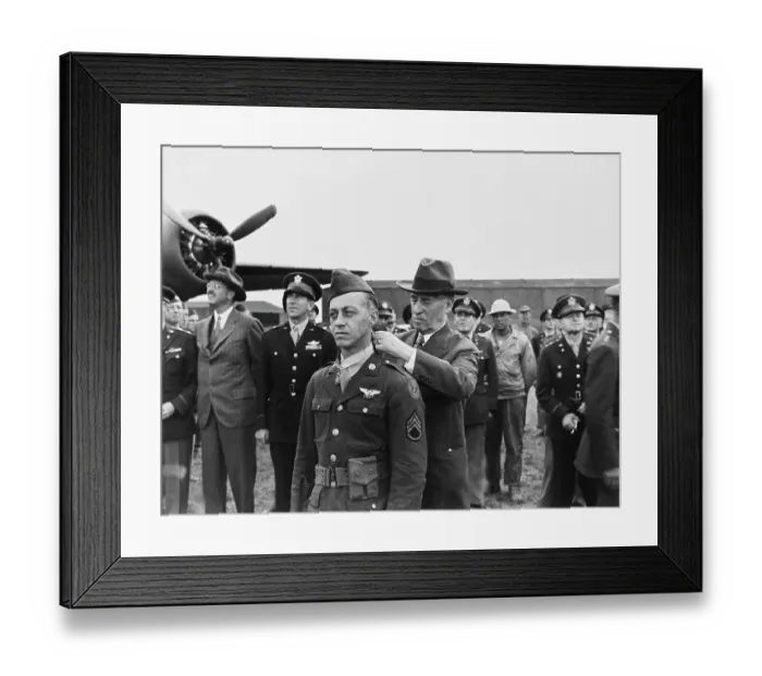 Framed Print : Henry L. Stimson Decorates An Airman, Circa 1942 Framed Print : Henry L. Stimson Decorates An Airman, Circa 1942