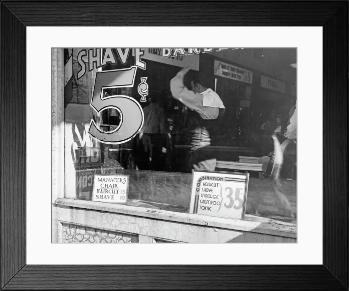 Framed Print : Barber Shop Window Framed Print : Barber Shop Window
