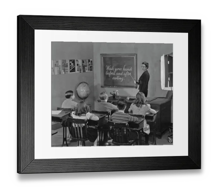 Framed Print : School Hygiene Lesson Framed Print : School Hygiene Lesson
