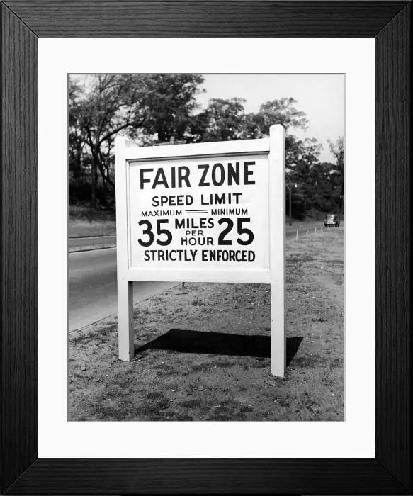 Framed Print : NY World's Fair Speed Limit Sign Framed Print : NY World's Fair Speed Limit Sign