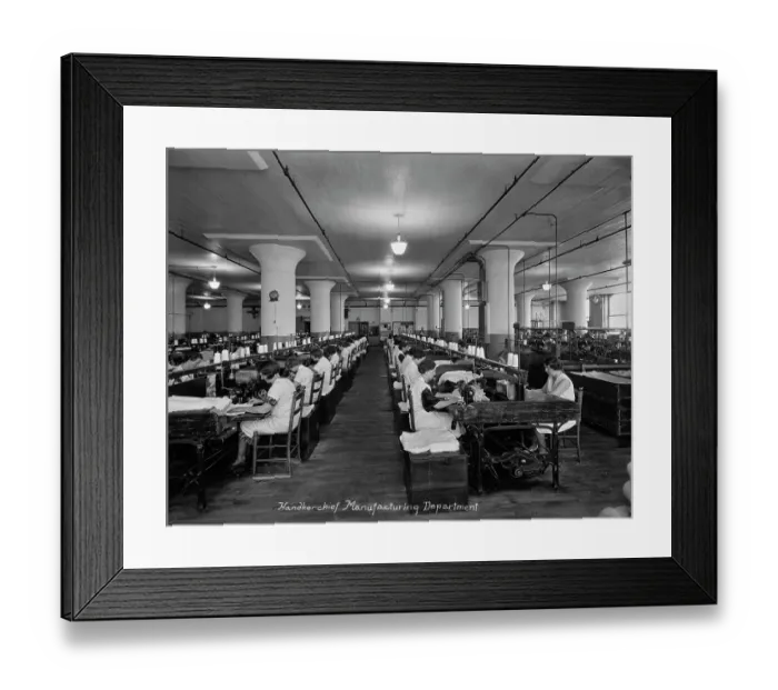 Framed Print : Handkerchief Manufacturing Department Framed Print : Handkerchief Manufacturing Department