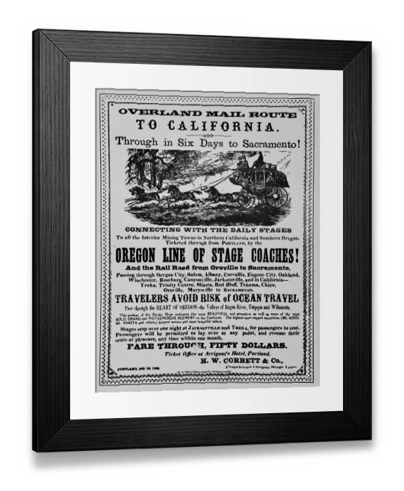 Framed Print : Overland Mail Route To California Framed Print : Overland Mail Route To California