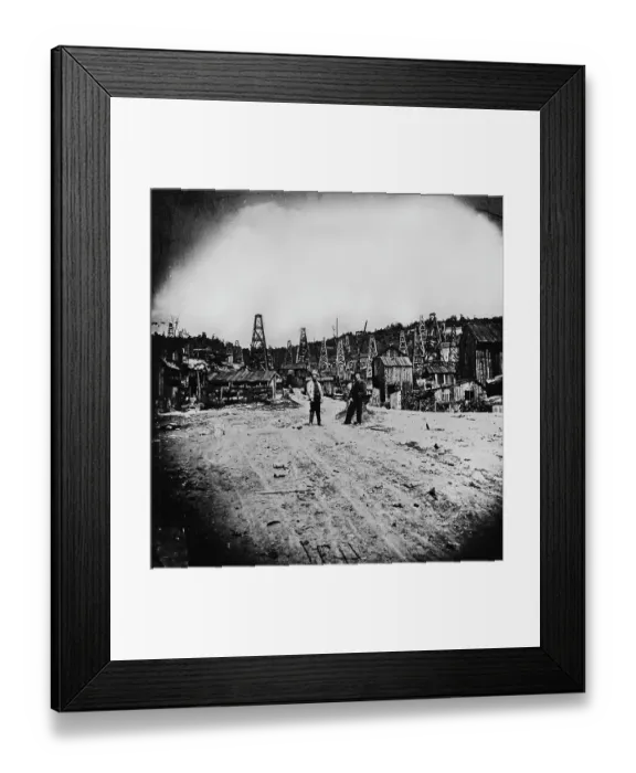 Framed Print : Cherrytree Run Oil Derricks