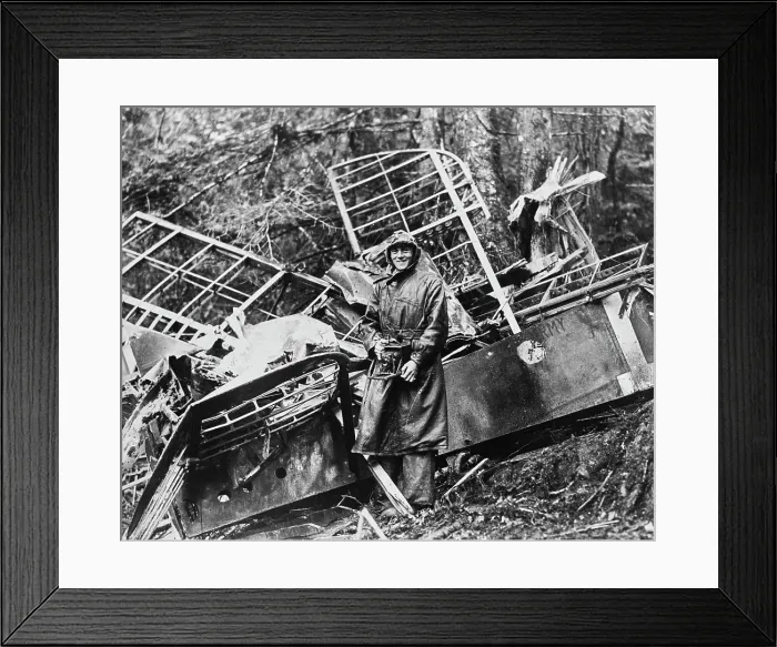 Framed Print : Pilot Poses At Air Crash, Circa 1910 Framed Print : Pilot Poses At Air Crash, Circa 1910