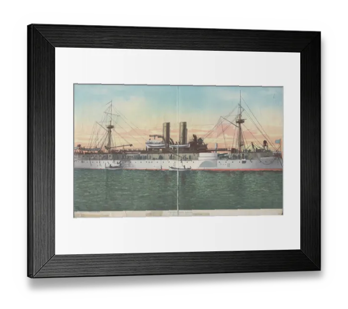 Framed Print : USS Maine. Color illustration of the battleship USS Maine Framed Print : USS Maine. Color illustration of the battleship USS Maine
