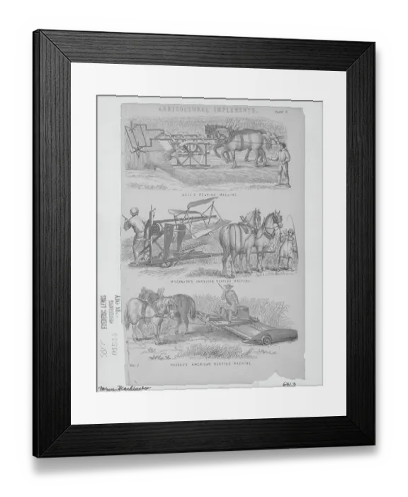 Framed Print : Agricultural Reaping Machinery