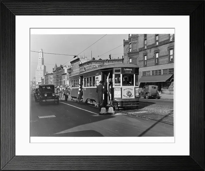 Framed Print : Streetcar On Flatbush Avenue In Brooklyn, New York City