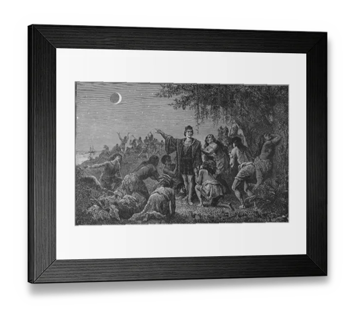 Framed Print : Christopher Columbus Scares Indians Framed Print : Christopher Columbus Scares Indians