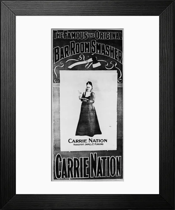 Framed Print : Carrie Nation Sign Framed Print : Carrie Nation Sign