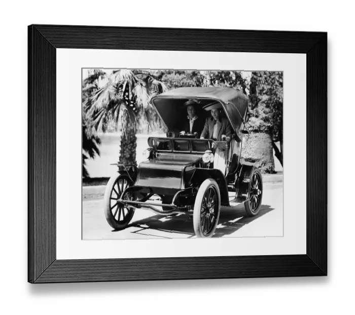 Framed Print : Two Women In Early Electric Car