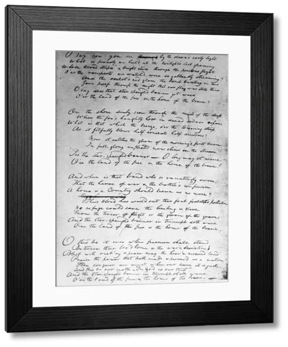 Framed Print : Francis Scott Key's Nat'l Anthem draft Framed Print : Francis Scott Key's Nat'l Anthem draft