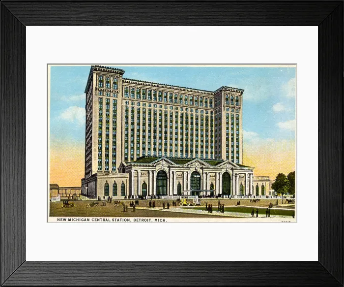 Framed Print : Michigan Central Station Postcard Framed Print : Michigan Central Station Postcard