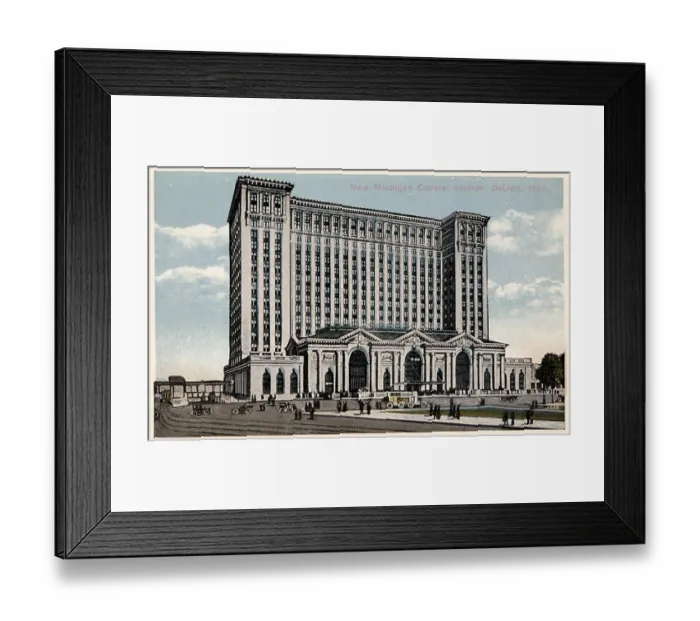 Framed Print : Michigan Central Station Postcard Framed Print : Michigan Central Station Postcard