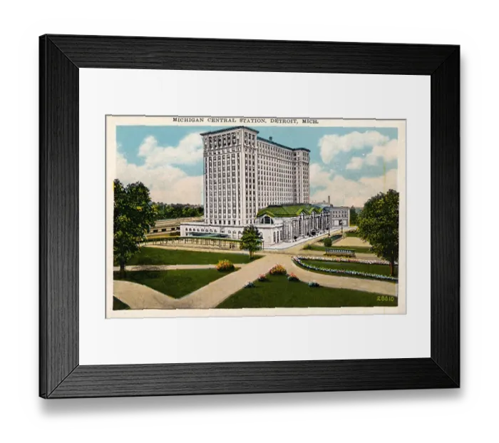 Framed Print : Michigan Central Station Postcard Framed Print : Michigan Central Station Postcard