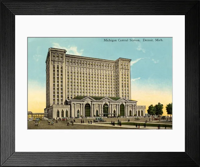 Framed Print : Michigan Central Station Postcard Framed Print : Michigan Central Station Postcard