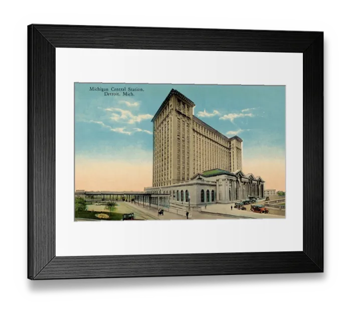 Framed Print : Michigan Central Station Postcard Framed Print : Michigan Central Station Postcard
