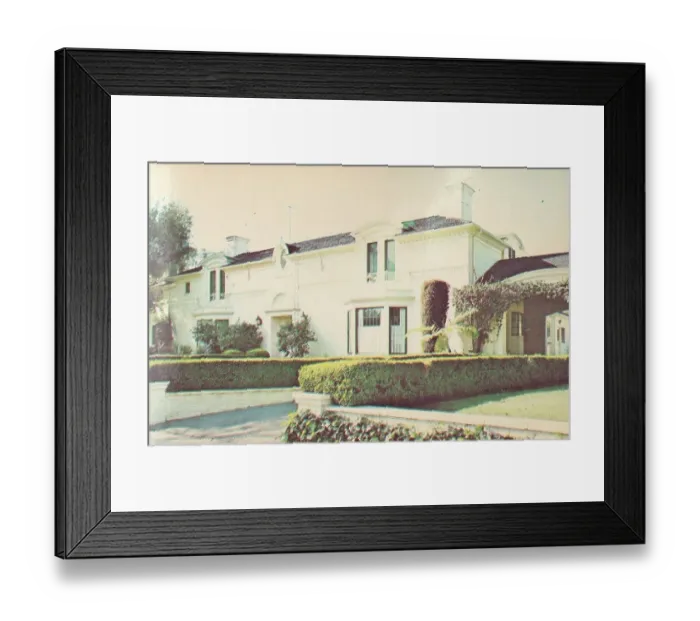 Framed Print : Vintage souvenir postcard, Paul Newman's Home, Hollywood Homes of the Stars series, ca 1967 Framed Print : Vintage souvenir postcard, Paul Newman's Home, Hollywood Homes of the Stars series, ca 1967