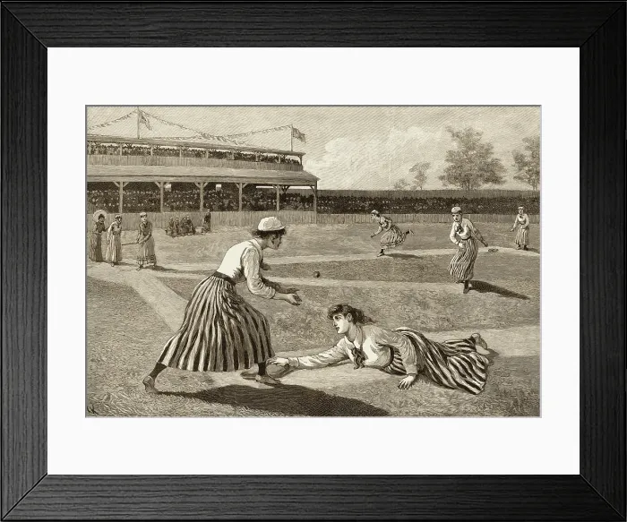 Framed Print : A Ladies Baseball Match Framed Print : A Ladies Baseball Match