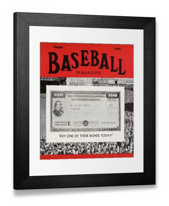Framed Print : Baseball Magazine Cover With War Bonds Ad Framed Print : Baseball Magazine Cover With War Bonds Ad