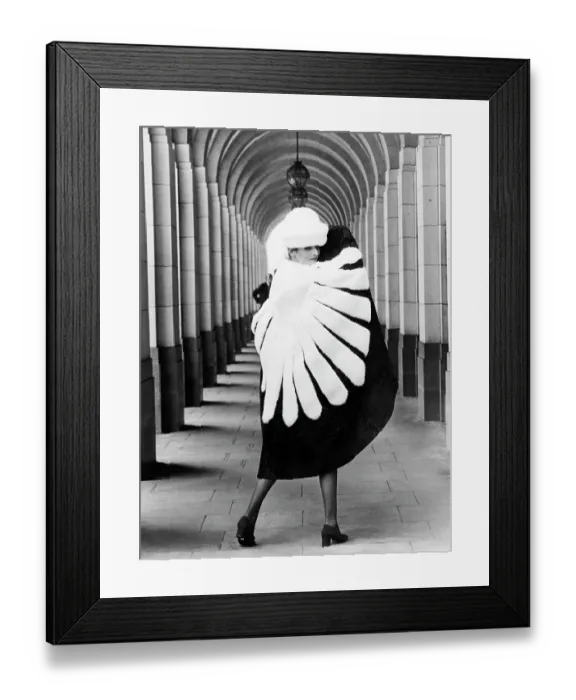 Framed Print : Model Wearing Fur Cape Framed Print : Model Wearing Fur Cape