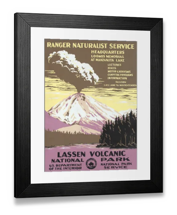 Framed Print : Lassen Park Travel Poster Framed Print : Lassen Park Travel Poster