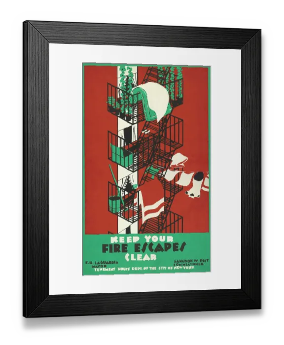 Framed Print : New York Fire Escape Poster Framed Print : New York Fire Escape Poster