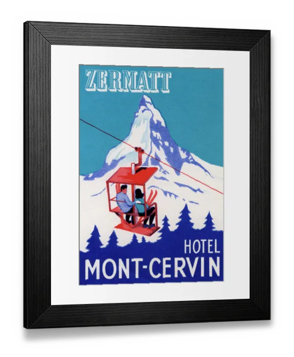 Framed Print : Zermatt Peak With Skiers