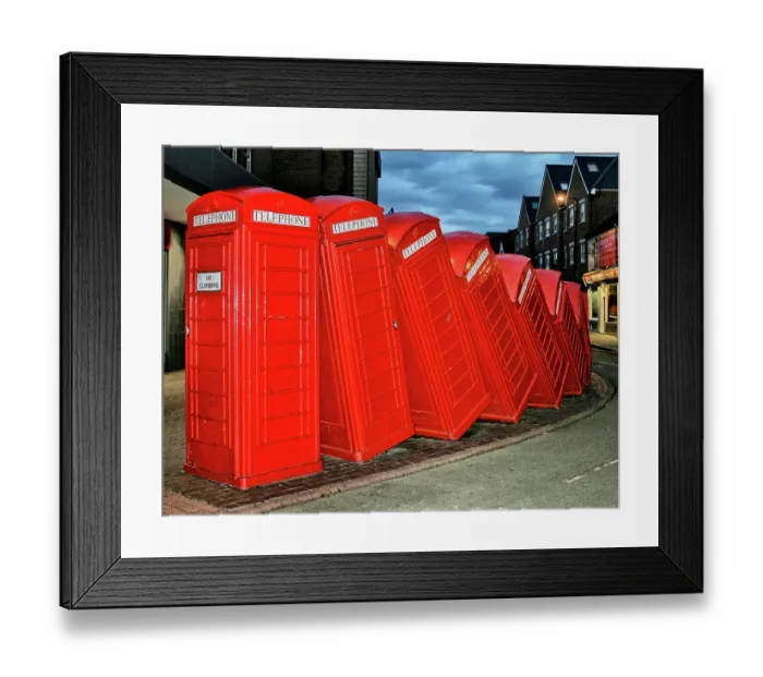 Framed Print : Stack of tumbling telephone boxes Framed Print : Stack of tumbling telephone boxes