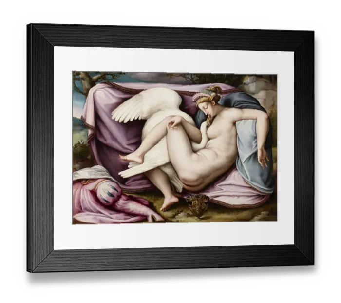 Framed Print : Leda and the Swan. Artist: Buonarroti, Michelangelo, (Copy) Framed Print : Leda and the Swan. Artist: Buonarroti, Michelangelo, (Copy)