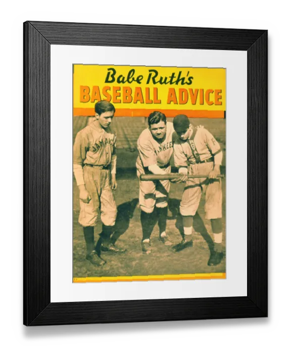 Framed Print : Babe Ruth teaches boys to bunt Framed Print : Babe Ruth teaches boys to bunt