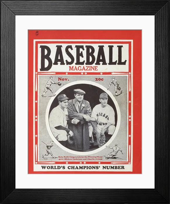 Framed Print : Baseball Magazine Cover With Cochrane, Ruth, & Grimm