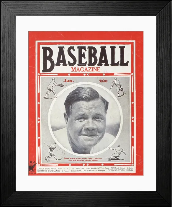 Framed Print : Baseball Magazine Cover With Babe Ruth Framed Print : Baseball Magazine Cover With Babe Ruth