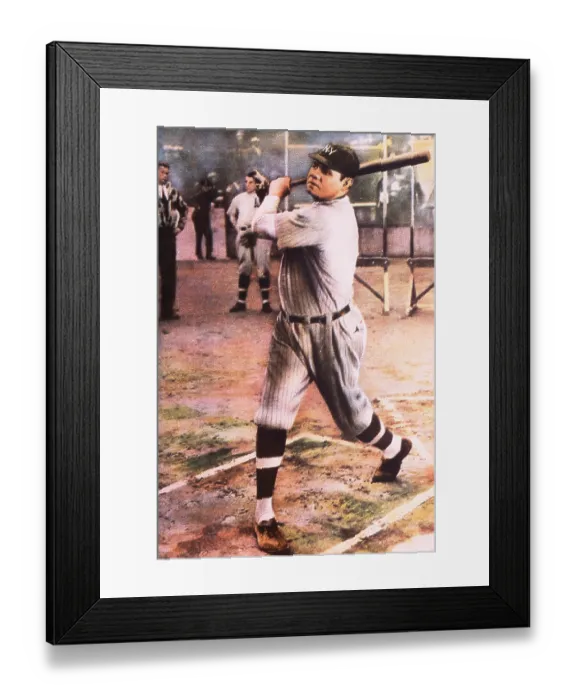 Framed Print : Babe Ruth Swings A Bat Framed Print : Babe Ruth Swings A Bat