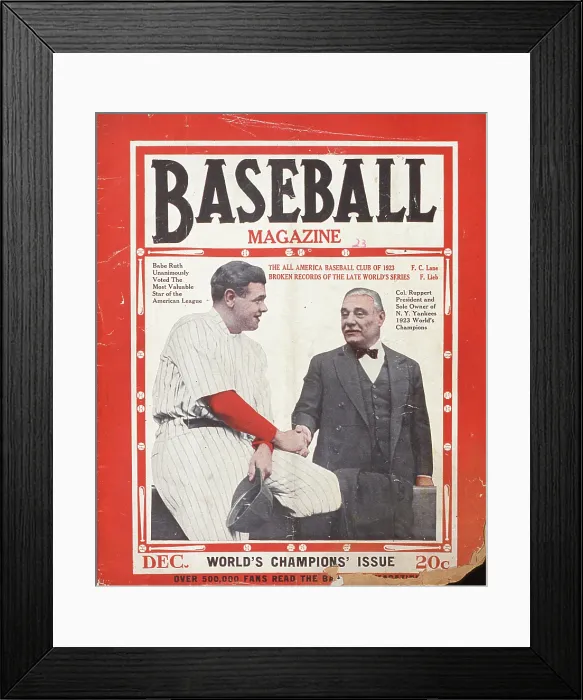 Framed Print : Baseball Magazine Cover With Ruth & Ruppert Framed Print : Baseball Magazine Cover With Ruth & Ruppert
