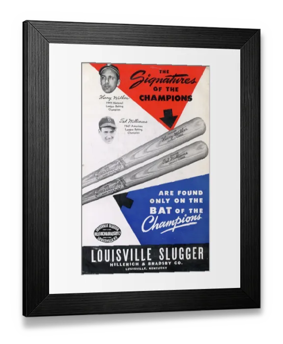 Framed Print : Ad For Louisville Slugger Baseball Bats Framed Print : Ad For Louisville Slugger Baseball Bats