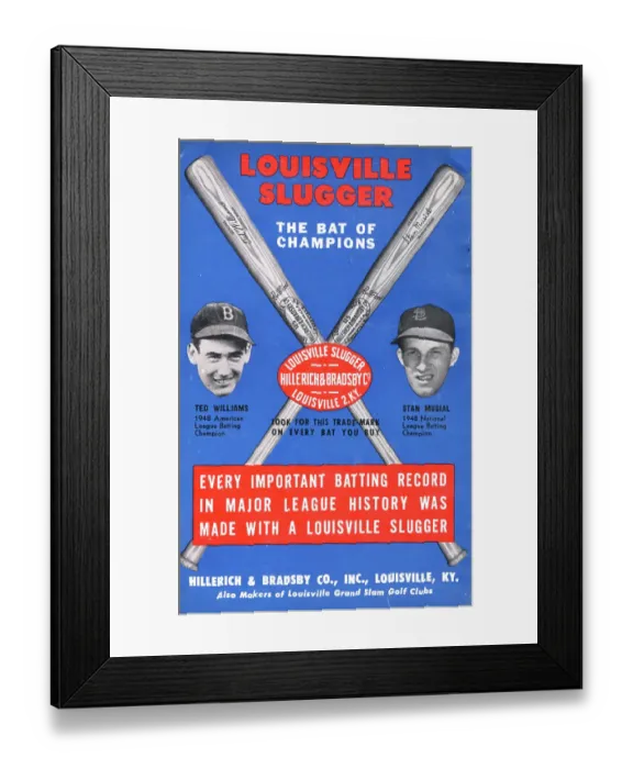 Framed Print : Ad For Louisville Slugger Baseball Bats Framed Print : Ad For Louisville Slugger Baseball Bats