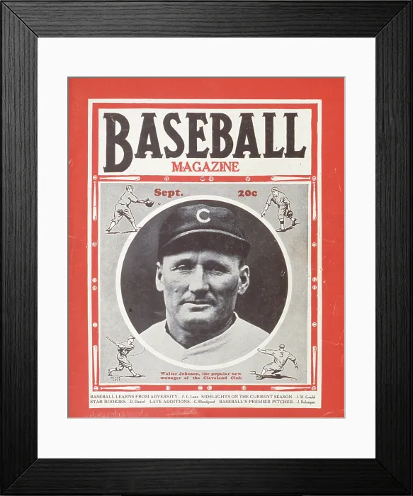 Framed Print : Baseball Magazine With Walter Johnson Framed Print : Baseball Magazine With Walter Johnson