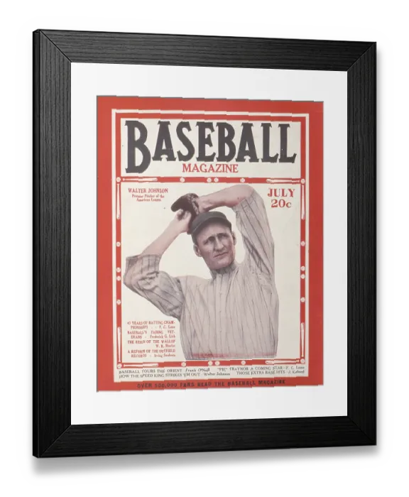 Framed Print : Walter Johnson On Baseball Magazine Cover Framed Print : Walter Johnson On Baseball Magazine Cover