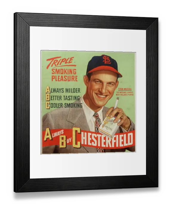 Framed Print : Stan Musial Chesterfield Framed Print : Stan Musial Chesterfield