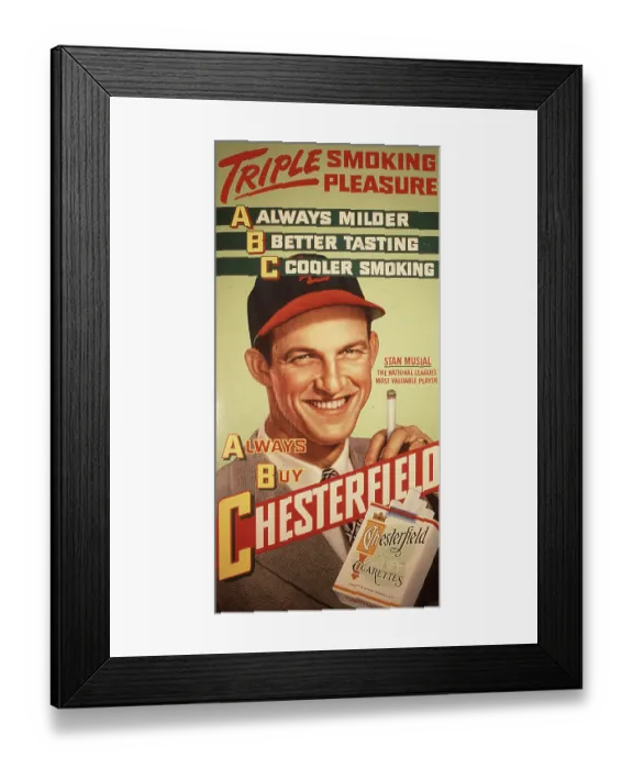 Framed Print : Stan Musial Cigarette Sign Framed Print : Stan Musial Cigarette Sign