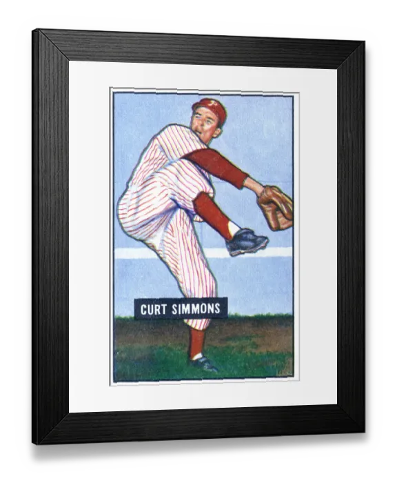 Framed Print : Baseball Card Of Curt Simmons