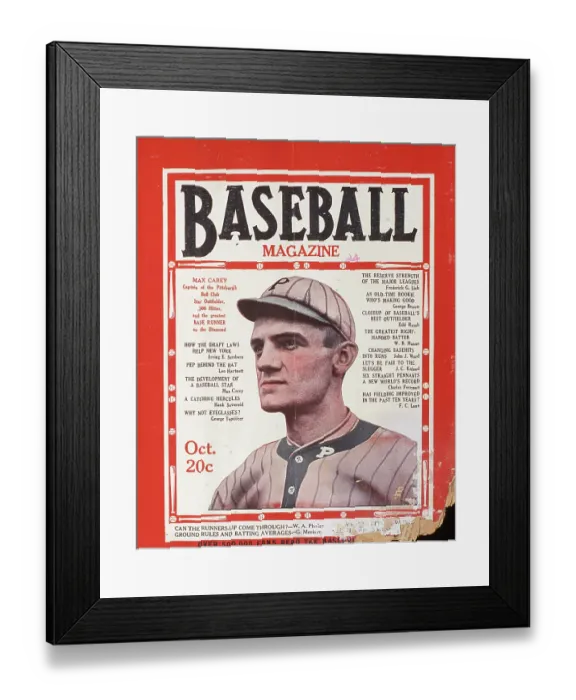 Framed Print : Baseball Magazine Cover With Max Carey Framed Print : Baseball Magazine Cover With Max Carey