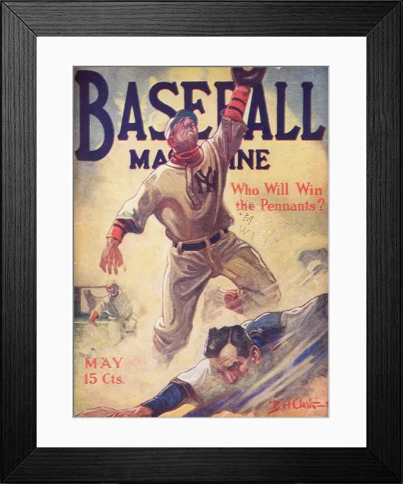 Framed Print : Baseball Magazine Cover With A Player Sliding Into A Base Framed Print : Baseball Magazine Cover With A Player Sliding Into A Base