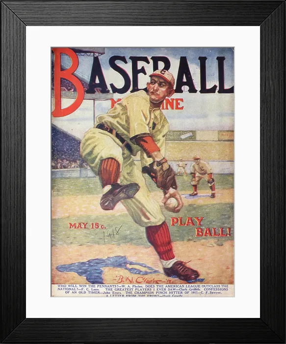 Framed Print : Baseball Magazine Cover With A Pitcher In Action Framed Print : Baseball Magazine Cover With A Pitcher In Action