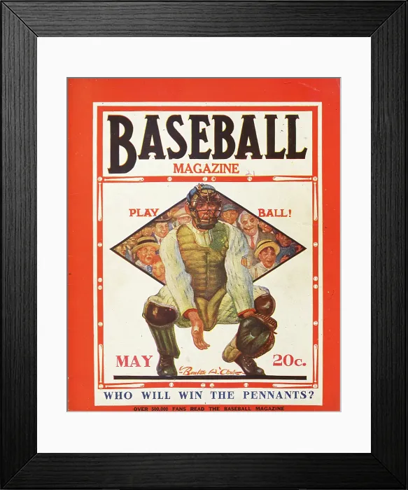 Framed Print : Baseball Magazine Cover With A Catcher In Action Framed Print : Baseball Magazine Cover With A Catcher In Action