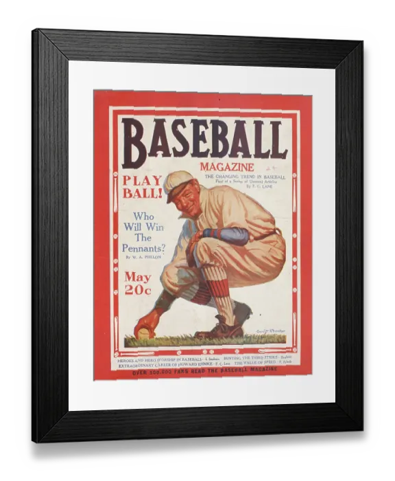 Framed Print : Baseball Magazine Cover With A Fielder In Action Framed Print : Baseball Magazine Cover With A Fielder In Action