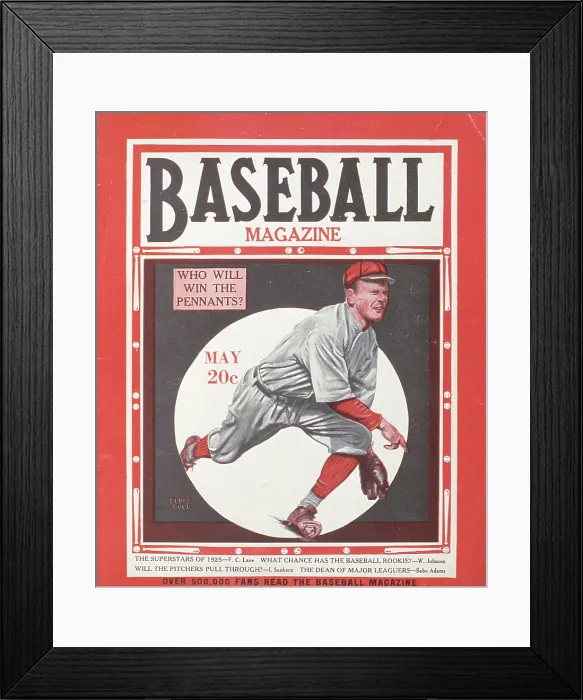 Framed Print : Baseball Magazine Cover With A Fielder In Action Framed Print : Baseball Magazine Cover With A Fielder In Action